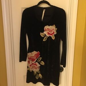Uncle Frank crushed velvet embroidered  Black  Dress S